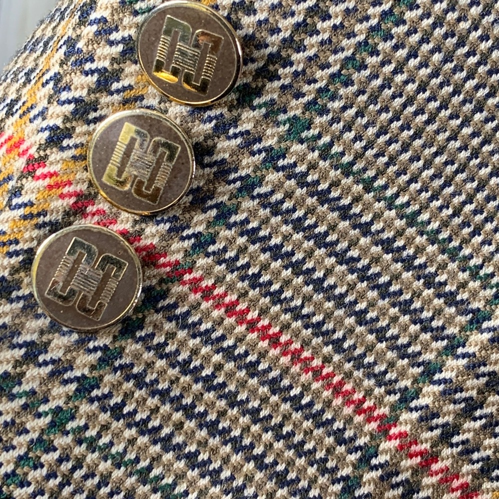 Daks London Blazer Jacket Men 40R Houndstooth Windowpane Gold Button Sport Coat - Picture 4 of 16